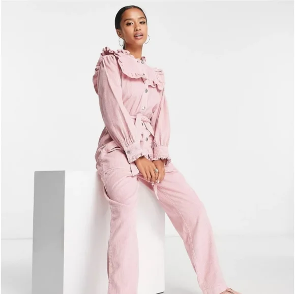 Miss Selfridge Pink Ruffled Jumpsuit - Picture 2 of 7
